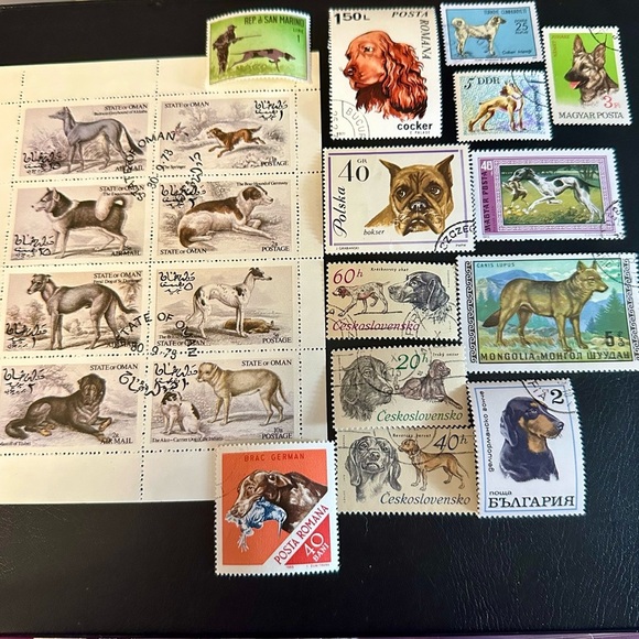 Vintage Worldwide Hunting Dog Postage Stamps – Oman Full Sheet - Picture 2 of 8